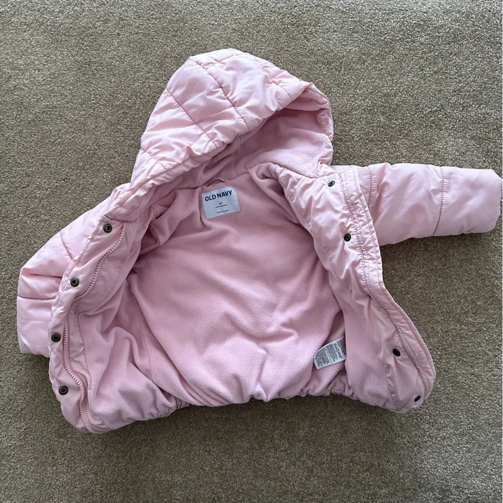 Old Navy Pink Puffer Fleece Lined Jacket - Picture 4 of 13